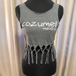 Gray Cozumel Mexico Women's Fringe Tank Top